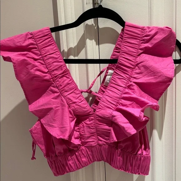 Pink Ruffled cotton two piece - Picture 2 of 8